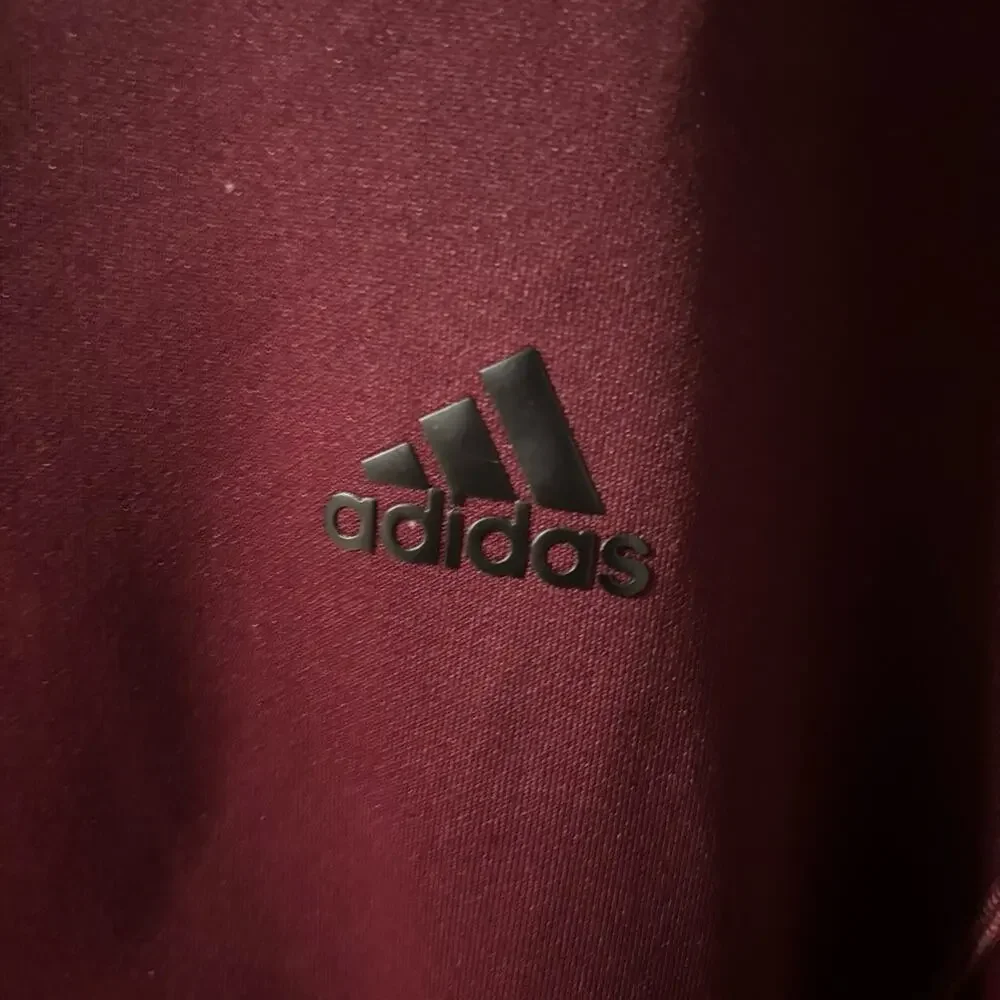 Adidas Men's Zip-Up Burgundy Sweater with hoodie Size 2XL Climawarm